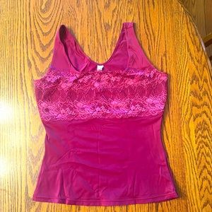 Maidenform Flexees Wine Colored Lace Front Camisole Size XL